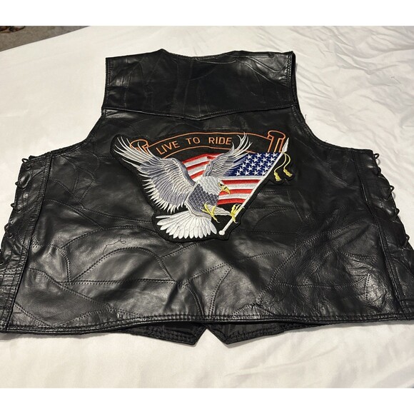 Diamond Plate Buffalo Leather Vest 2XL Live To Ride - Picture 8 of 16